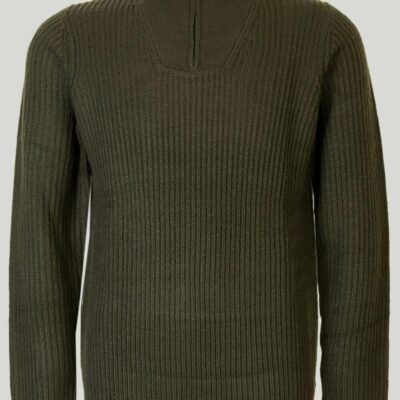 New Green Half Zip Fisherman Rib Jumper  Jumpers