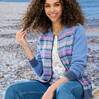 Hot Blue Fairisle Cardigan  Cardigans