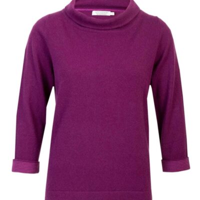 Clearance  Berry Cashmere Bardot Neck Jumper  All Jumpers