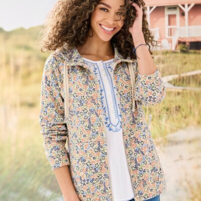 Best Floral Print Zip Through Hoodie  Jumpers