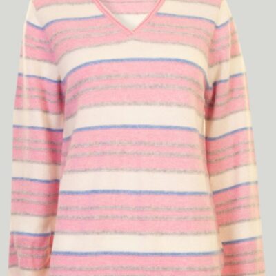 Hot Cashmere Stripe V Neck Jumper  V Neck Jumpers