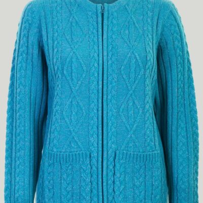 Hot Turquoise Textured Cardigan  Cardigans