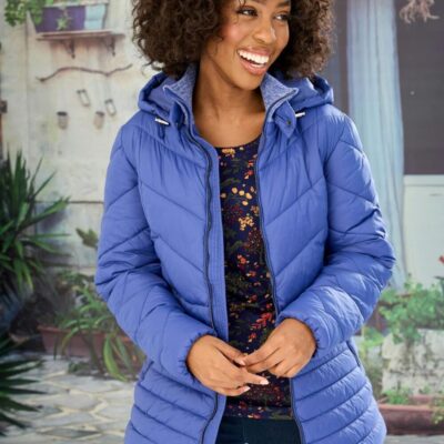 Online Blue Padded Jacket & Hood  Jackets & Coats