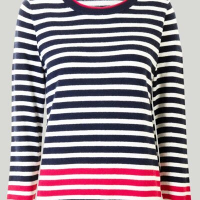 Online Cashmere Stripe Crew Neck Jumper  All Jumpers