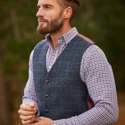 Online Blue Harris Tweed Skye Waistcoat  Jackets & Coats