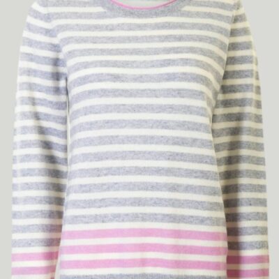 Clearance  Cashmere Stripe Crew Neck Jumper  All Jumpers